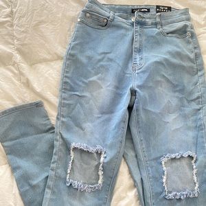 Fashion Nova light blue high rise jeans